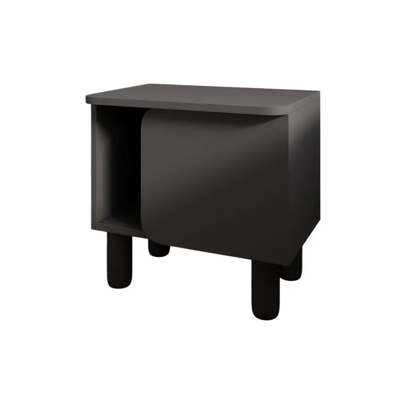 Relento Sängbord 50 cm, Öppen Förvaring, Antracit