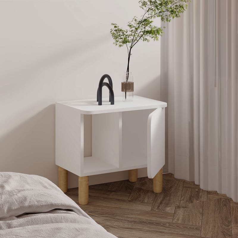 Relento Sängbord 50 cm, Öppen Förvaring - Vit - Möbler - Bord & matgrupper - Avlastningsbord - Sängbord & nattduksbord