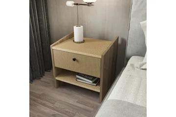 Retzow Sängbord i Rottingutseende med Låda och Hylla - Valnöt - Möbler - Bord & matgrupper - Avlastningsbord - Sängbord & nattduksbord