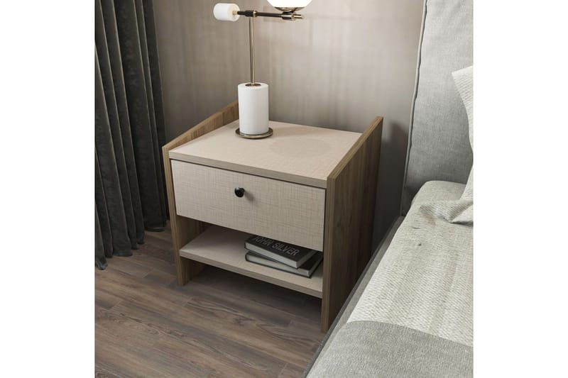 Retzow Sängbord - Valnöt/Beige - Möbler - Bord & matgrupper - Avlastningsbord - Sängbord & nattduksbord