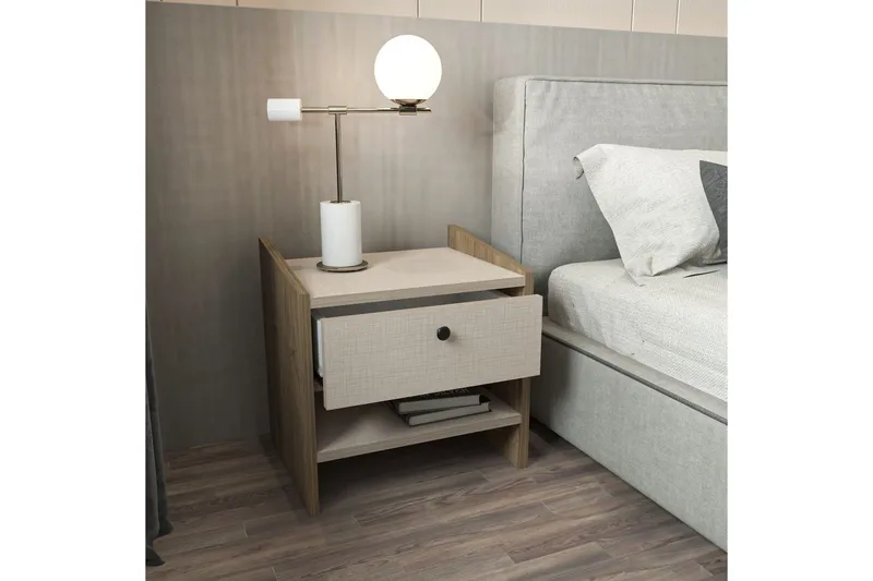 Retzow Sängbord - Valnöt/Beige - Möbler - Bord & matgrupper - Avlastningsbord - Sängbord & nattduksbord