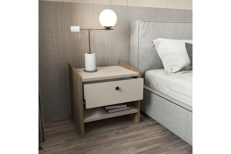 Retzow Sängbord - Valnöt/Beige - Möbler - Bord & matgrupper - Avlastningsbord - Sängbord & nattduksbord