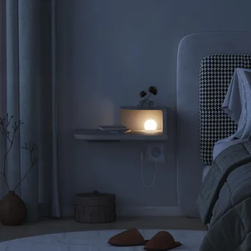 Rilina Vägghängt Sängbord 40 cm med Ljust Träutseende, Förvaring med Hylla och LED-belysning - Beige - Möbler - Bord & matgrupper - Avlastningsbord - Sängbord & nattduksbord