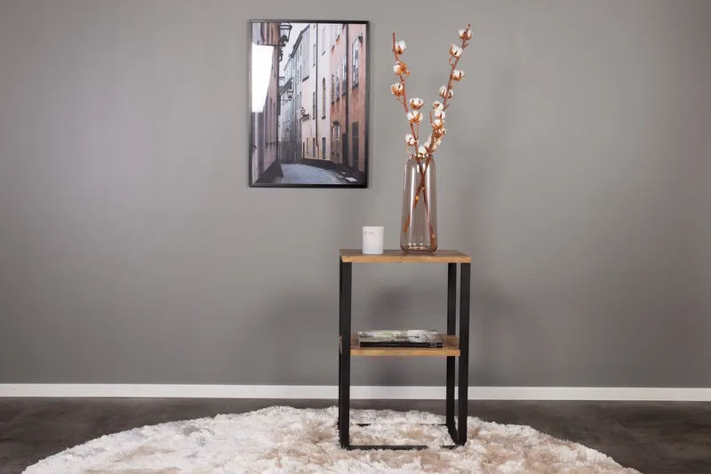 Rise Rektangulärt Sängbord 30 cm i Trä med Förvaring, Brun