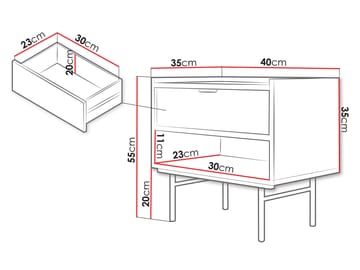 Rolden sängbord 40x55 cm - Hickoryek - Möbler - Bord & matgrupper - Avlastningsbord - Sängbord & nattduksbord