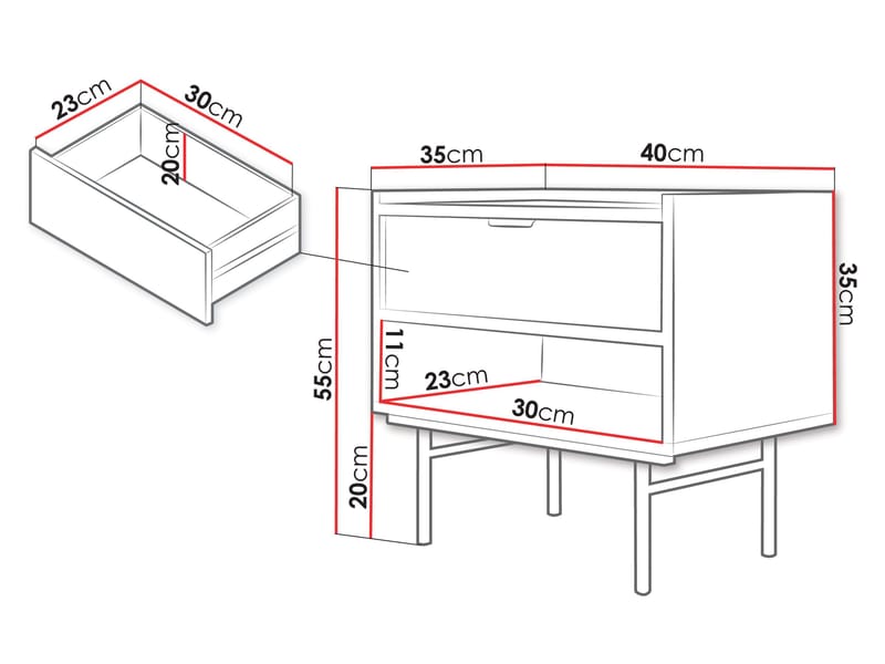 Rolden sängbord 40x55 cm - Hickoryek - Möbler - Bord & matgrupper - Avlastningsbord - Sängbord & nattduksbord