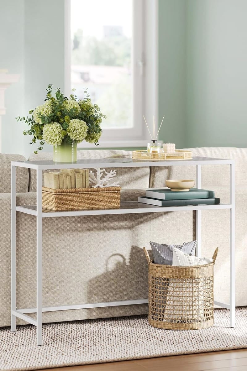 Rovena Byrå 90 cm - Vit och transparent - Möbler - Bord & matgrupper - Avlastningsbord - Hallbord