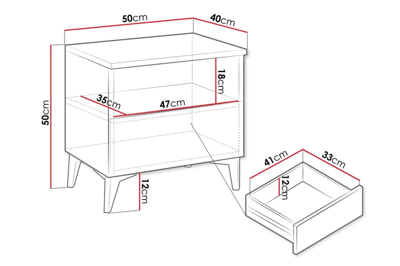 Royston Sängbord 50 cm - Beige - Möbler - Bord & matgrupper - Avlastningsbord - Sängbord & nattduksbord