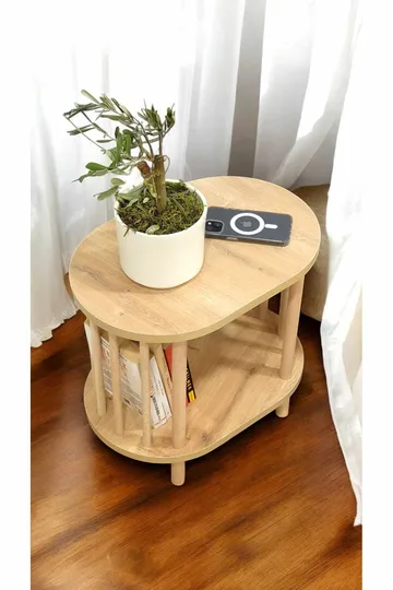 Ryrhyrdhonar Sidobord 45x43x30 cm - Sapphire Oak - Möbler - Bord & matgrupper - Avlastningsbord - Lampbord