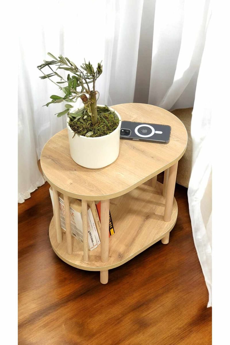 Ryrhyrdhonar Sidobord 45x43x30 cm - Sapphire Oak - Möbler - Bord & matgrupper - Avlastningsbord - Lampbord