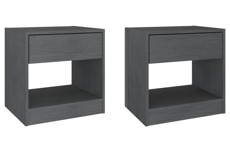 Sängbord 2 st 40x31x40 cm massiv furu grå - Grå - Möbler - Bord & matgrupper - Avlastningsbord - Sängbord & nattduksbord