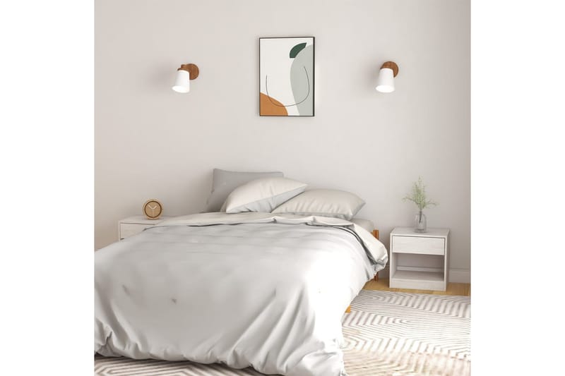 Sängbord 2 st 40x31x40 cm massiv furu vit - Vit - Möbler - Bord & matgrupper - Avlastningsbord - Sängbord & nattduksbord