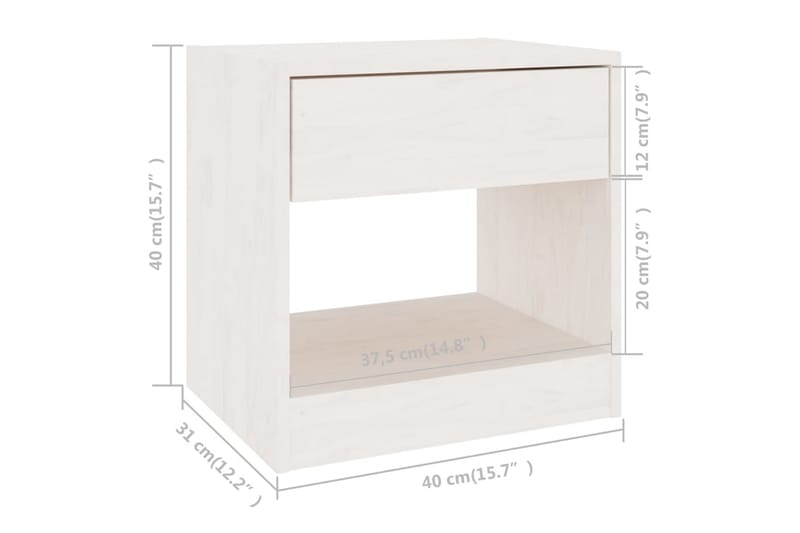 Sängbord 2 st 40x31x40 cm massiv furu vit - Vit - Möbler - Bord & matgrupper - Avlastningsbord - Sängbord & nattduksbord