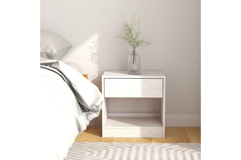 Sängbord 2 st 40x31x40 cm massiv furu vit - Vit - Sängbord & nattduksbord