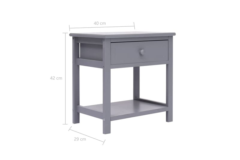 Sängbord 2 st grå 40x29x42 cm paulownia - Grå - Sängbord & nattduksbord