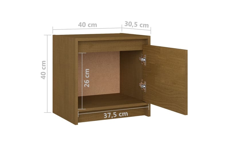 Sängbord 2 st honungsbrun 40x30,5x40 cm massiv furu - Brun - Möbler - Bord & matgrupper - Avlastningsbord - Sängbord & nattduksbord
