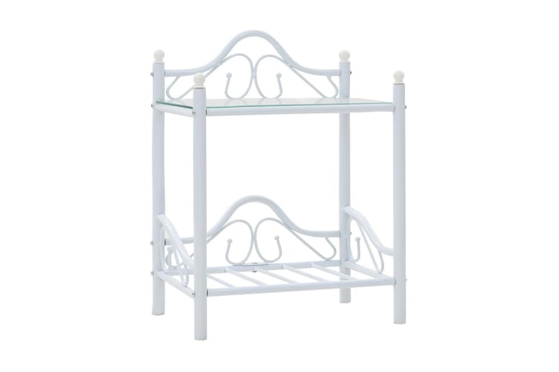 Sängbord 2 st stål och härdat glas 45x30,5x60 cm vit - Vit - Sängbord & nattduksbord