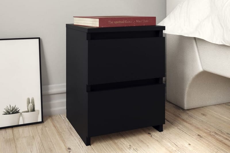 Sängbord 2 st svart 30x30x40 cm spånskiva - Svart - Sängbord & nattduksbord