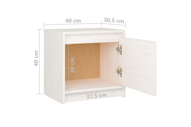 Sängbord 2 st vit 40x30,5x40 cm massiv furu - Vit - Möbler - Bord & matgrupper - Avlastningsbord - Sängbord & nattduksbord