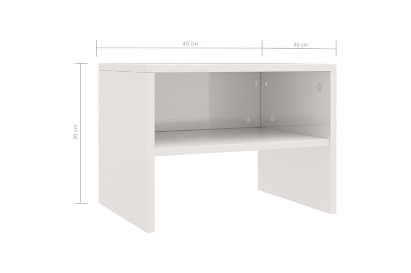 Sängbord 2 st vit högglans 40x30x30 cm spånskiva - Vit - Sängbord & nattduksbord