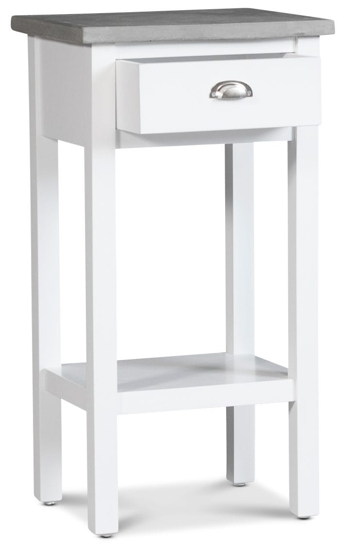 Sängbord 75 cm högt vitt cement topp - Vit/cement - Möbler - Bord & matgrupper - Avlastningsbord - Sängbord & nattduksbord