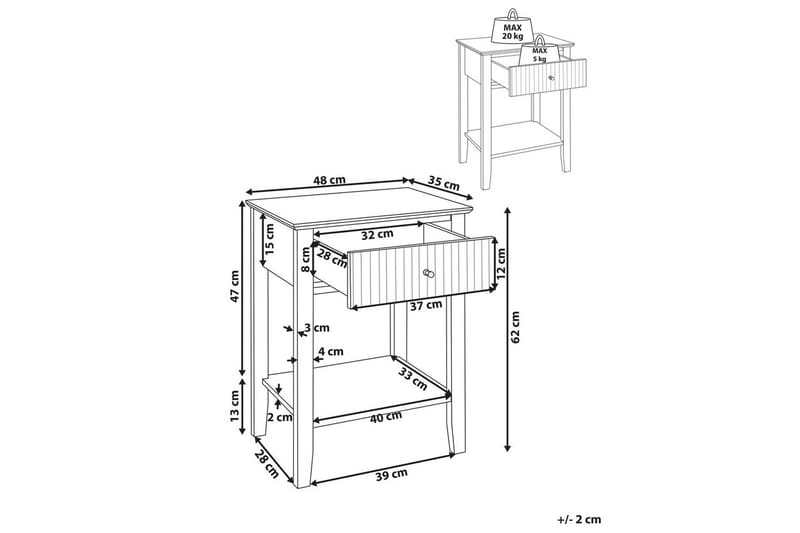 Sängbord Assisi med förvaringslåda - Möbler - Bord & matgrupper - Avlastningsbord - Sängbord & nattduksbord