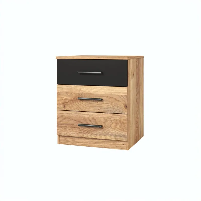Sängbord Beta med 3 lådor, Mauvella ek