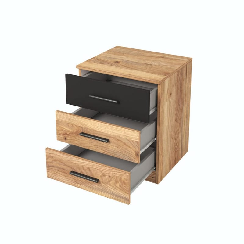 Sängbord Beta med 3 lådor - Mauvella ek - Möbler - Bord & matgrupper - Avlastningsbord - Sängbord & nattduksbord