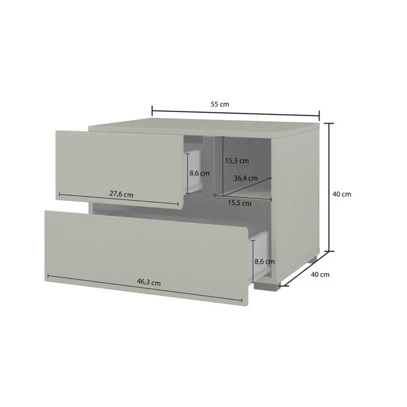 Sängbord Cross S med 2 lådor - Grön - Möbler - Bord & matgrupper - Avlastningsbord - Sängbord & nattduksbord