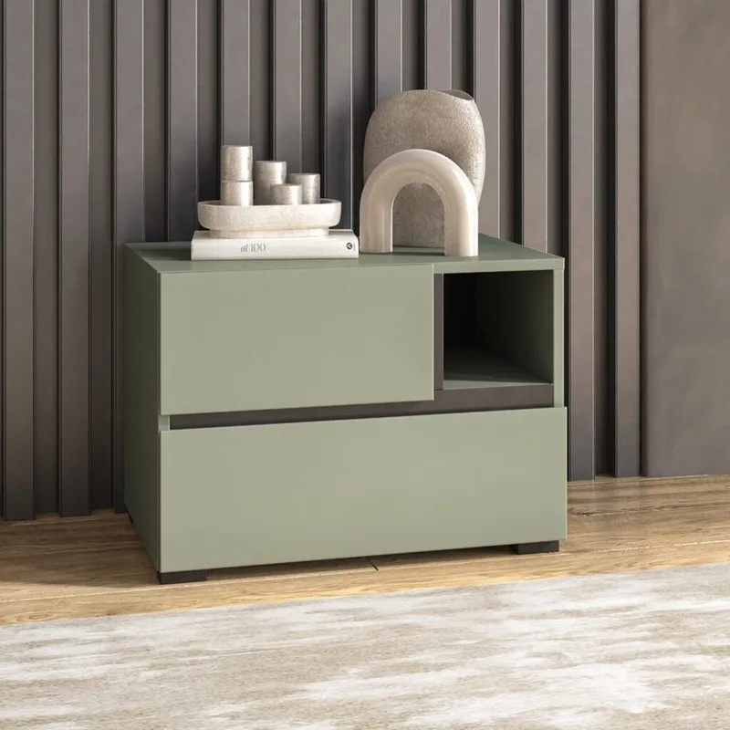 Sängbord Cross S med 2 lådor - Grön - Möbler - Bord & matgrupper - Avlastningsbord - Sängbord & nattduksbord