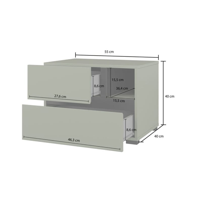 Sängbord Cross S med 2 lådor - Grön - Möbler - Bord & matgrupper - Avlastningsbord - Sängbord & nattduksbord