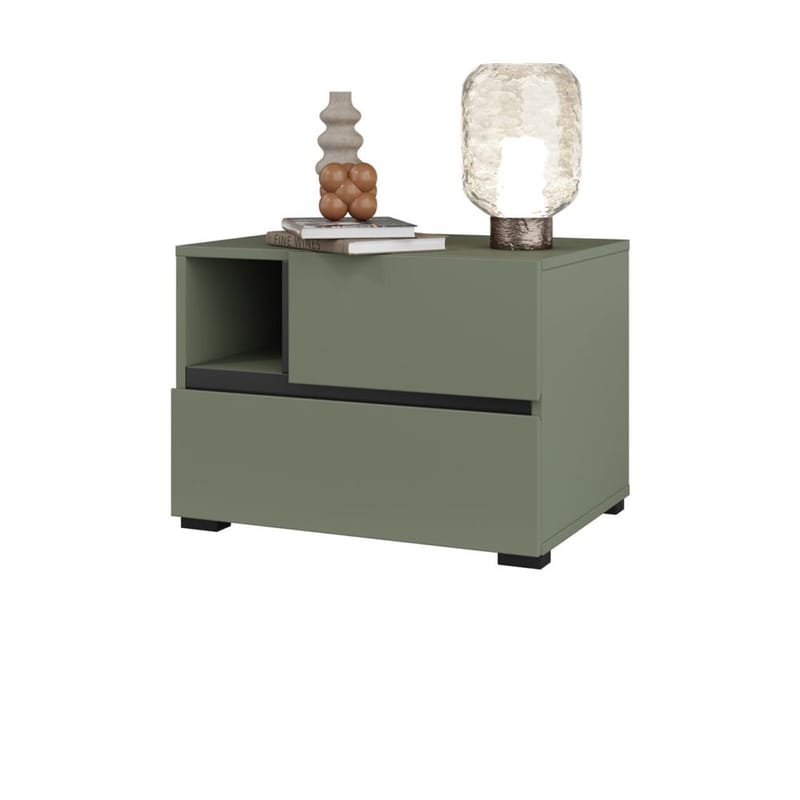 Sängbord Cross S med 2 lådor - Grön - Möbler - Bord & matgrupper - Avlastningsbord - Sängbord & nattduksbord