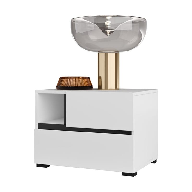 Sängbord Cross S med 2 lådor - Vit - Möbler - Bord & matgrupper - Avlastningsbord - Sängbord & nattduksbord