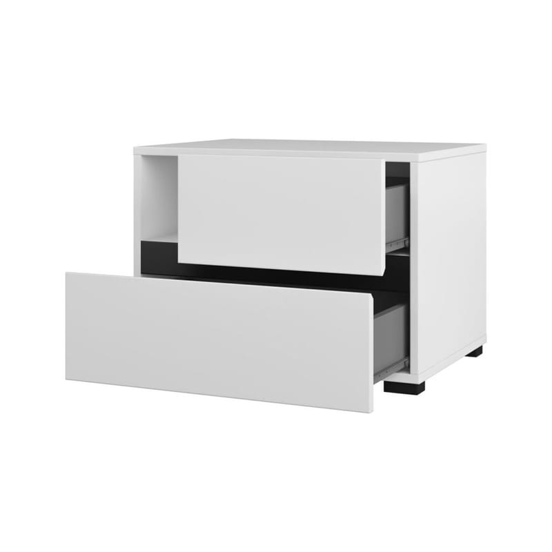 Sängbord Cross S med 2 lådor - Vit - Möbler - Bord & matgrupper - Avlastningsbord - Sängbord & nattduksbord