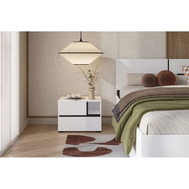 Sängbord Cross S med 2 lådor - Vit - Möbler - Bord & matgrupper - Avlastningsbord - Sängbord & nattduksbord