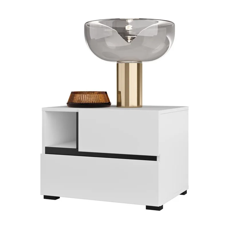 Sängbord Cross S med 2 lådor - Vit - Möbler - Bord & matgrupper - Avlastningsbord - Sängbord & nattduksbord