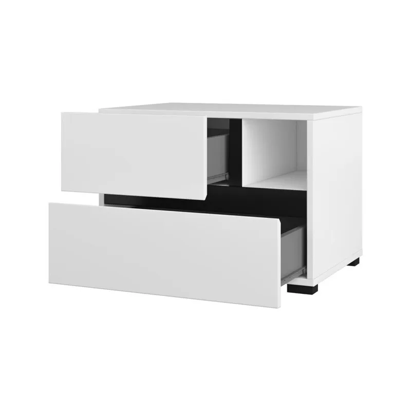 Sängbord Cross S med 2 lådor - Vit - Möbler - Bord & matgrupper - Avlastningsbord - Sängbord & nattduksbord