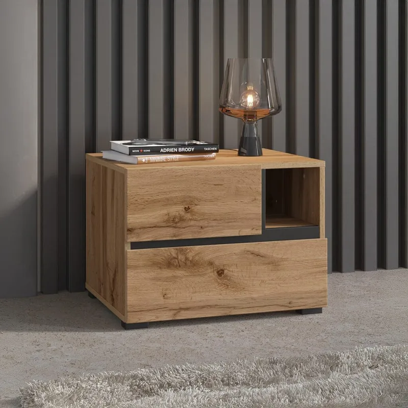 Sängbord Cross S med 2 lådor - Wotan Ek - Möbler - Bord & matgrupper - Avlastningsbord - Sängbord & nattduksbord