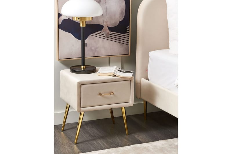 Sängbord Flayat Beige, guld, roséguld - Beige, guld, roséguld - Möbler - Bord & matgrupper - Avlastningsbord - Sängbord & nattduksbord