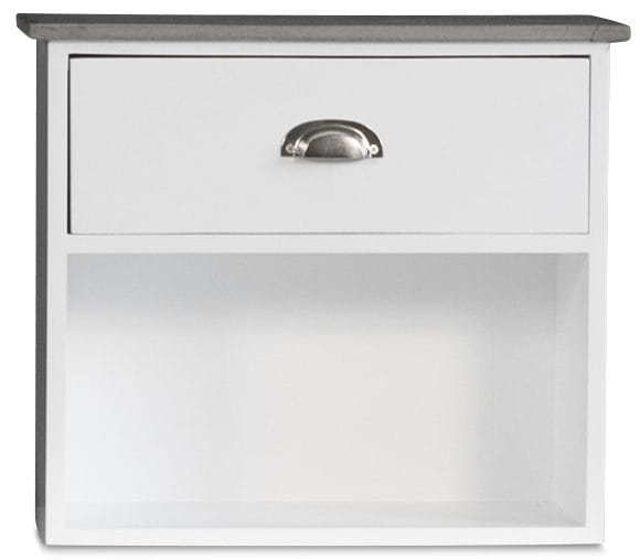 Sängbord Hugo vägghängt med 1 låda - Vit/Cement - Vit/cement - Möbler - Bord & matgrupper - Avlastningsbord - Sängbord & nattduksbord