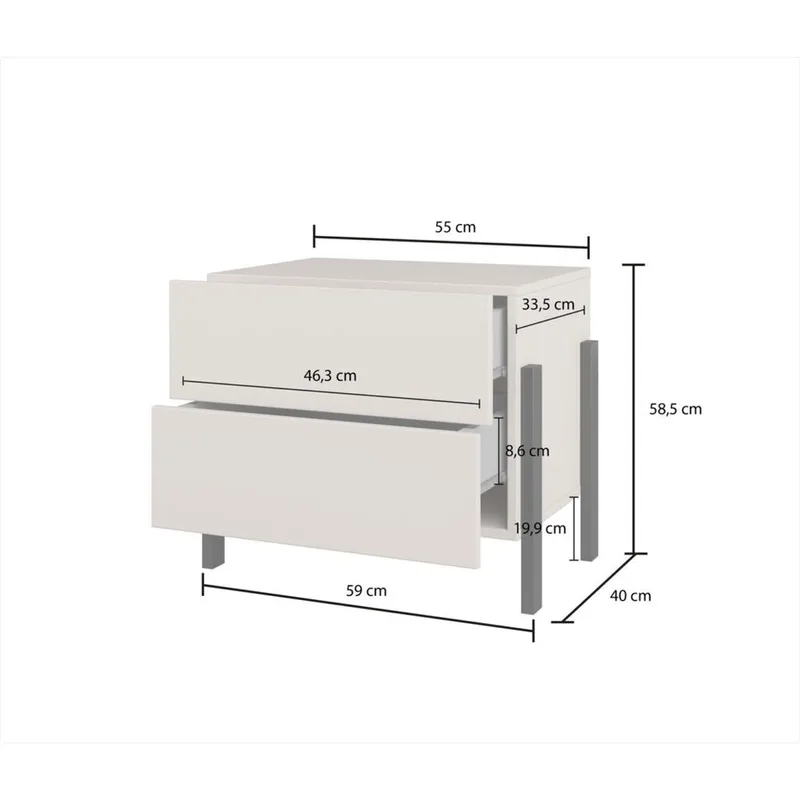 Sängbord Jukon S med 2 Lådor - Möbler - Bord & matgrupper - Avlastningsbord - Sängbord & nattduksbord