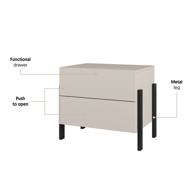 Sängbord Jukon S med 2 Lådor - Möbler - Bord & matgrupper - Avlastningsbord - Sängbord & nattduksbord