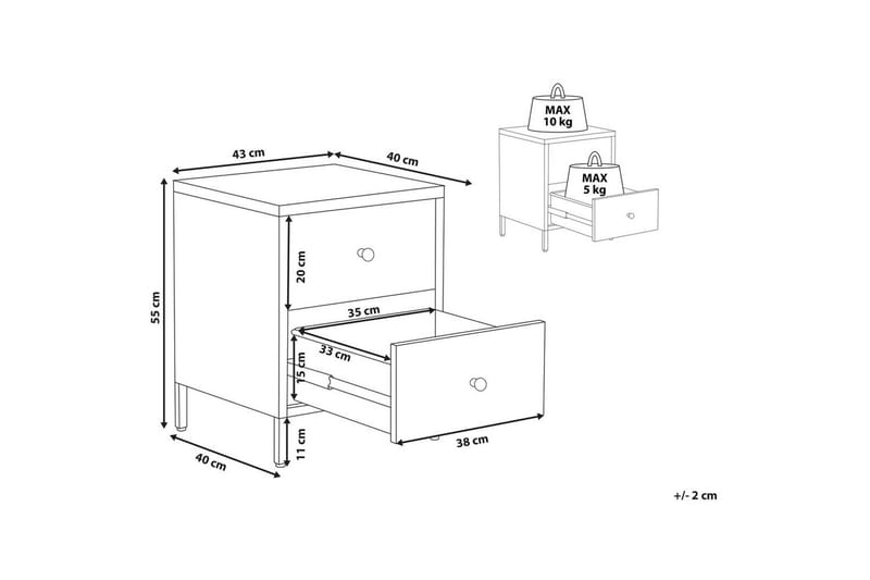 Sängbord Kylea Blå, guld - Blå, guld - Möbler - Bord & matgrupper - Avlastningsbord - Sängbord & nattduksbord