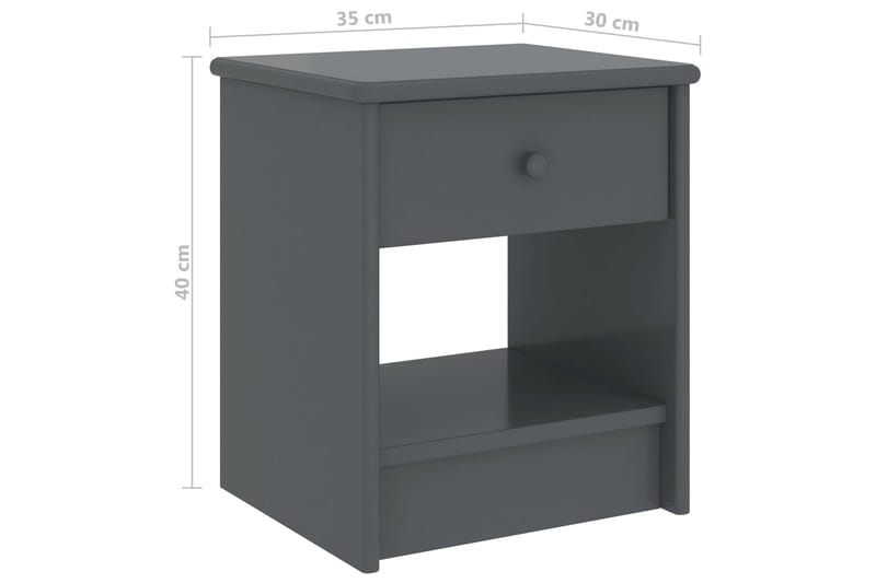 Sängbord mörkgrå 35x30x40 cm massiv furu - Grå - Möbler - Bord & matgrupper - Avlastningsbord - Sängbord & nattduksbord
