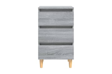 Sängbord med ben i massivt trä 2 st grå sonoma 40x35x69 cm