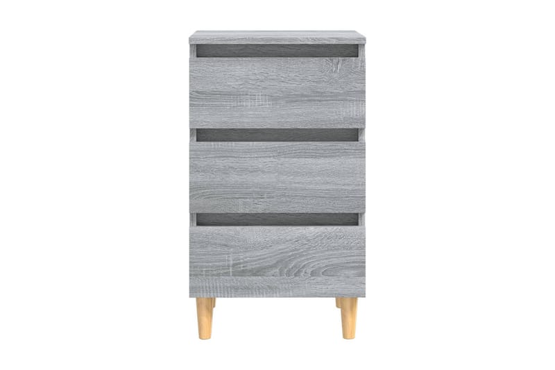 Sängbord med ben i massivt trä 2 st grå sonoma 40x35x69 cm - Grå - Sängbord & nattduksbord