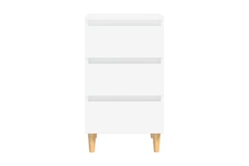 Sängbord med ben i massivt trä 2 st vit 40x30x69 cm