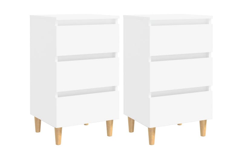 Sängbord med ben i massivt trä 2 st vit 40x30x69 cm - Vit - Sängbord & nattduksbord