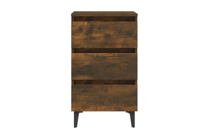 Sängbord med ben i metall 2 st rökfärgad ek 40x35x69 cm - Brun - Sängbord & nattduksbord