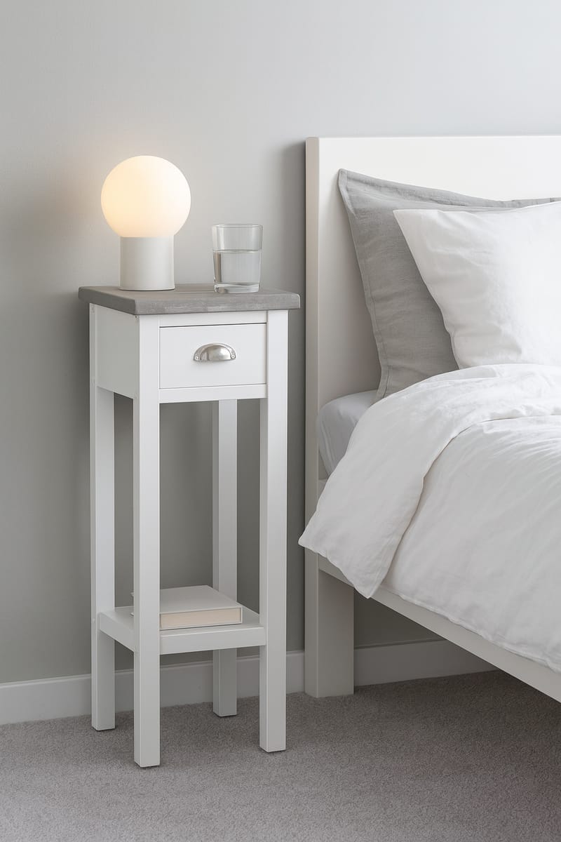 Sängbord med cementskiva - Hugo - Vit - Möbler - Bord & matgrupper - Avlastningsbord - Sängbord & nattduksbord